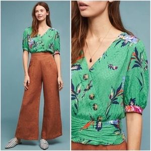 Anthropologie Maeve Faux Wrap Floral Print Top